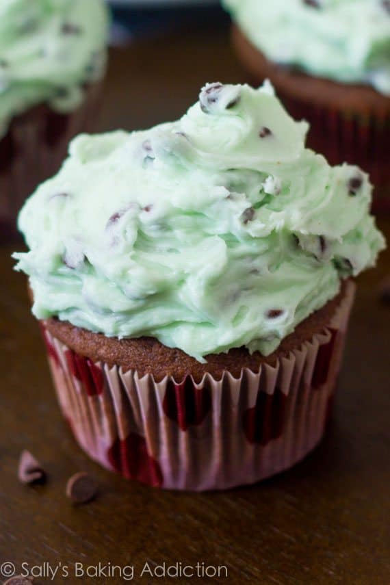 Chocolate Cupcakes With Mint Chip Frosting