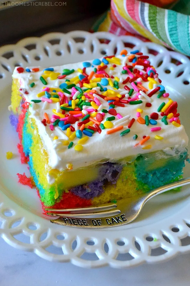 Amazing Rainbow Poke Cake