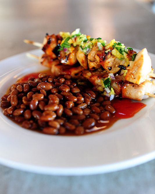 Maple Glazed Chicken Kabobs with Sweet Jalapeño Salsa