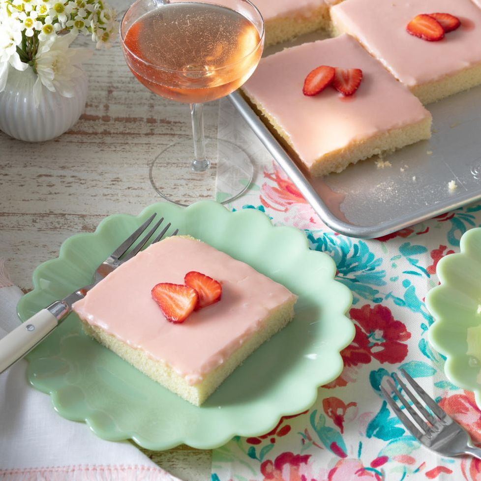 Strawberries and Rosé Sheet Cake
