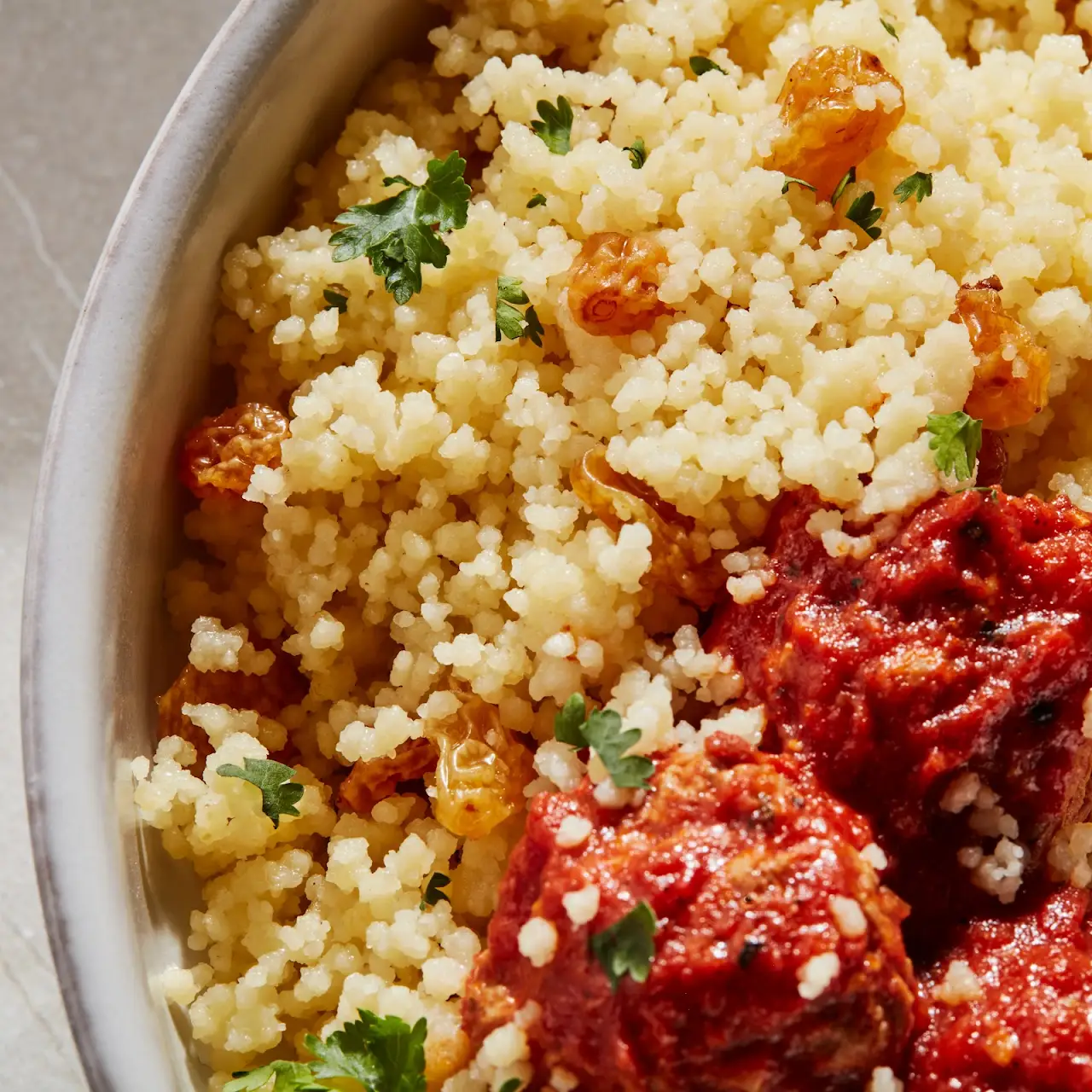 Tangy Moroccan Meatballs and Couscous