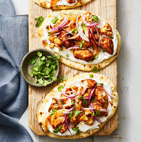 Tandoori-Spiced Cauliflower Chicken Flatbreads