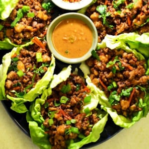 Chicken Lettuce Wraps with Peanut Sauce