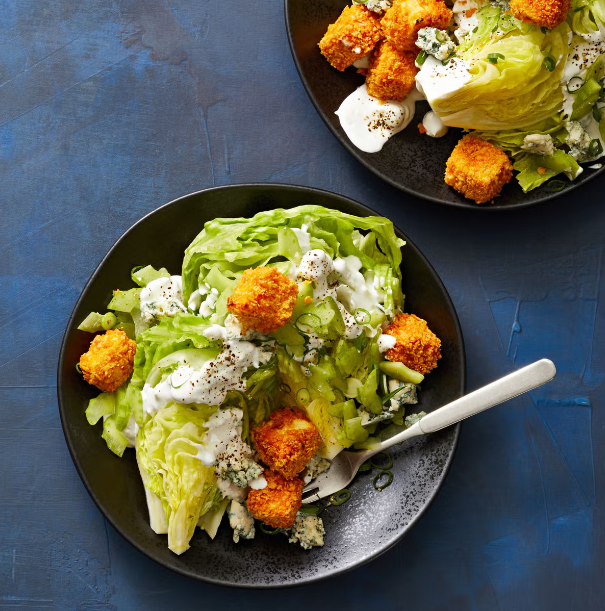 Wedge Salads with Buffalo Tofu Croutons