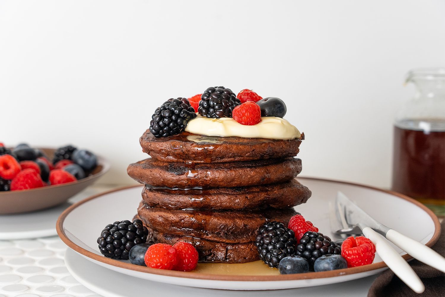 Choc-berry pancakes