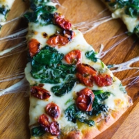 Garlic Roasted Tomato Flatbread Pizza