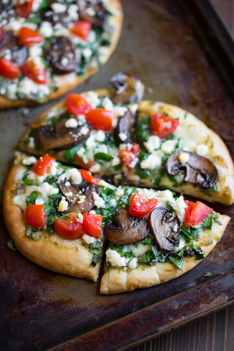 Pesto Pita Pizza with Spinach and Feta